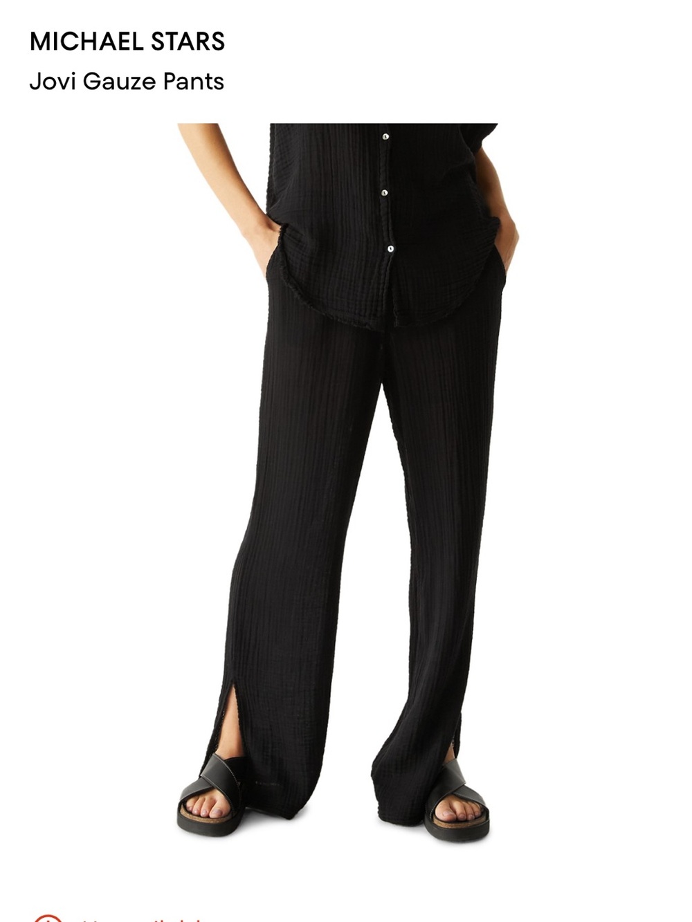 Michael Stars Black Jovi Gauze Pants